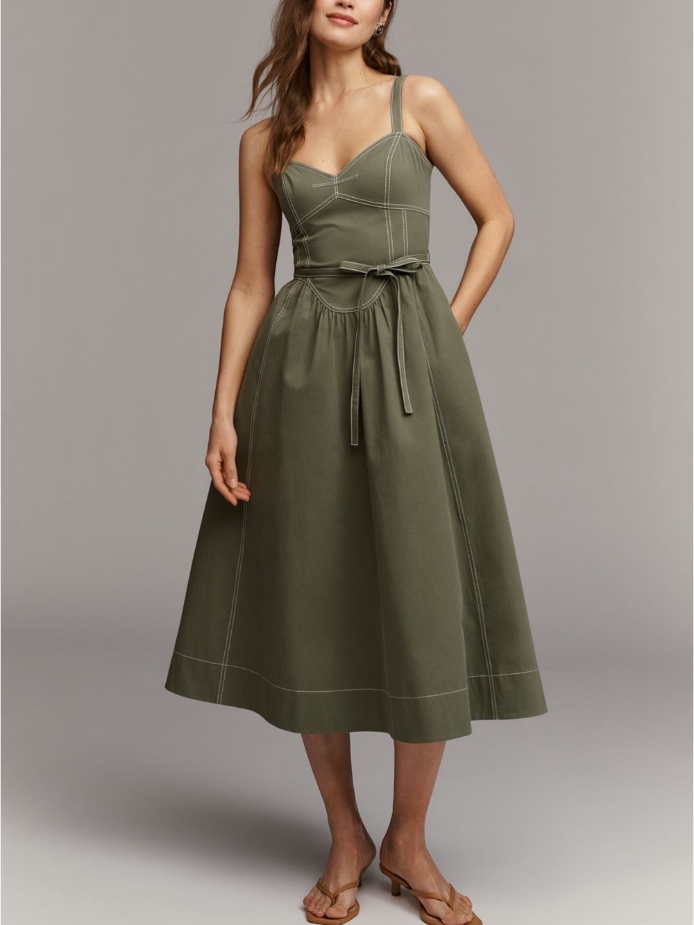 Mare Mare Cotton Seamed Midi Dress